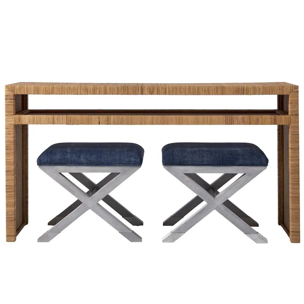 Ariah Rectangular Console Table - Brown, Rattan