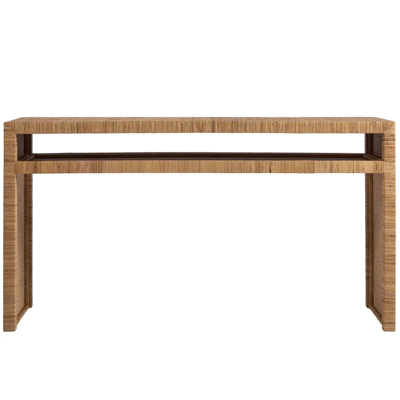 Ariah Rectangular Console Table - Brown, Rattan