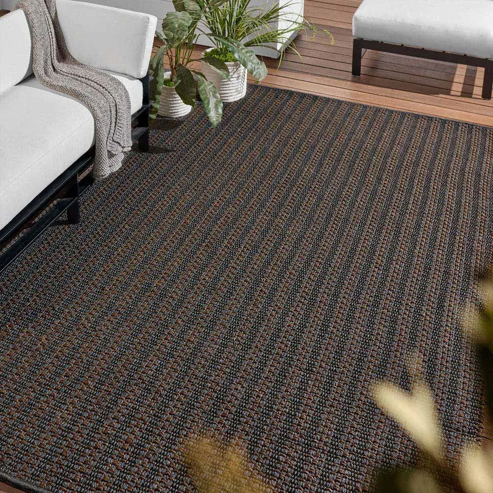 Arian Striped Indoor Outdoor Rug - Brown, Polypropylene