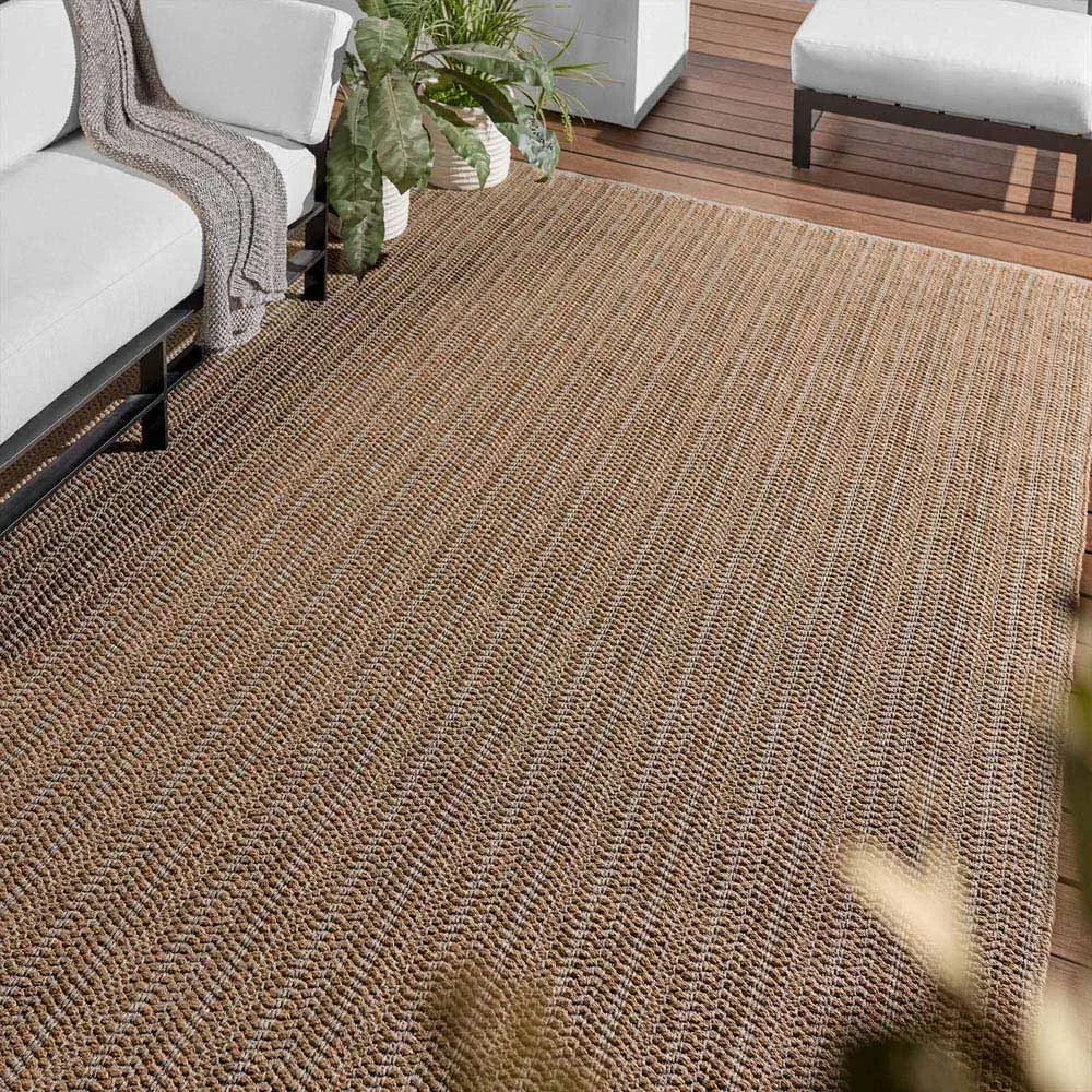 Arian Striped Indoor Outdoor Rug - Tan, Polypropylene