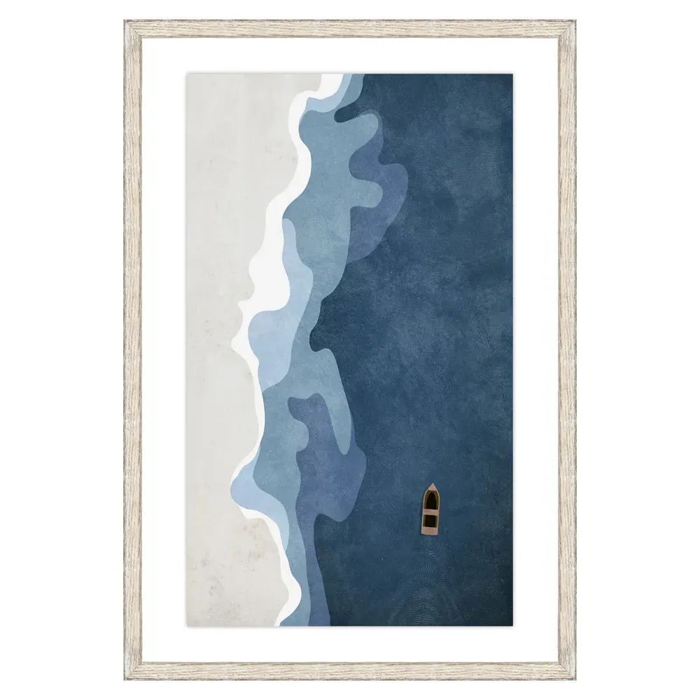 Ariel Seascape Frame Painting I - Blue, Wood image