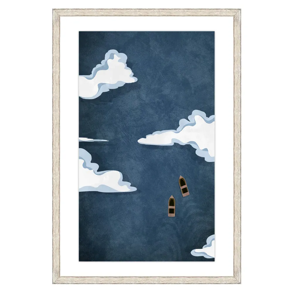 Ariel Seascape Frame Painting II - Blue, Wood