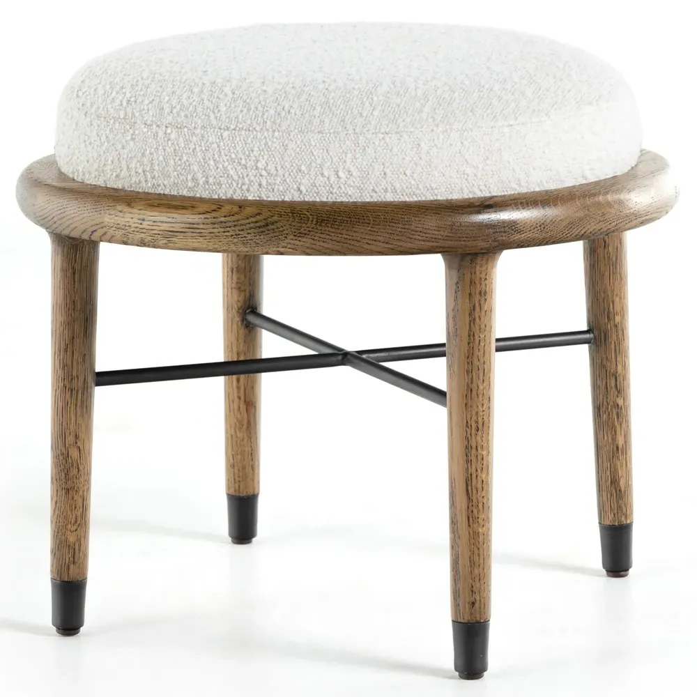 Ariel Square Ottoman - Cream, Oak
