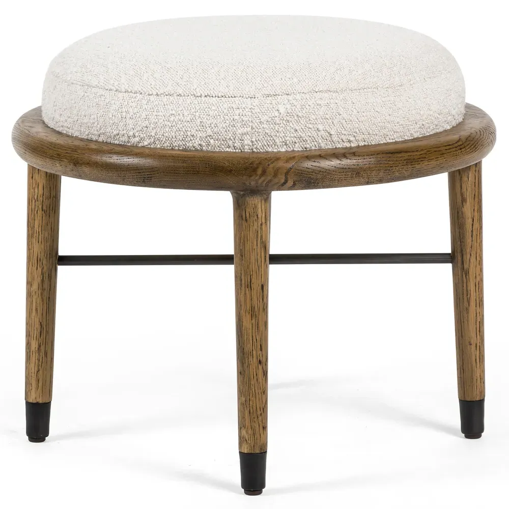 Ariel Square Ottoman - Cream, Oak