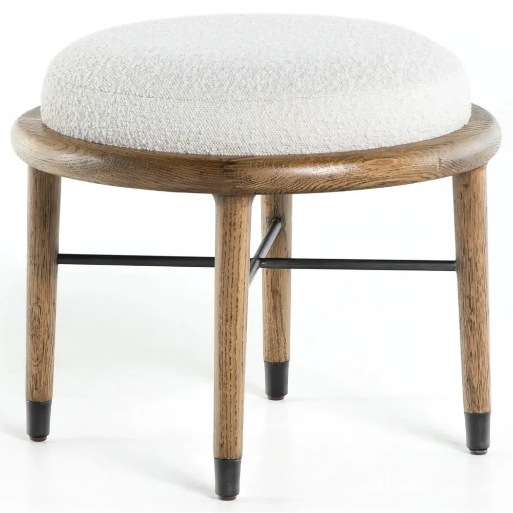 Ariel Square Ottoman - Cream, Oak
