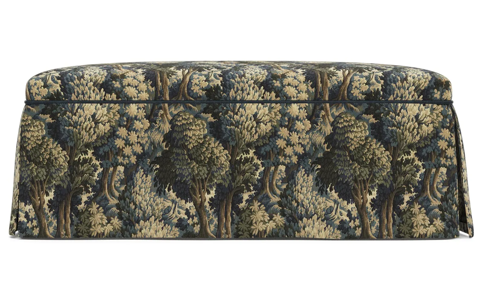 Ariela Weave Skirted Rectangular Ottoman - Tapestry Forest