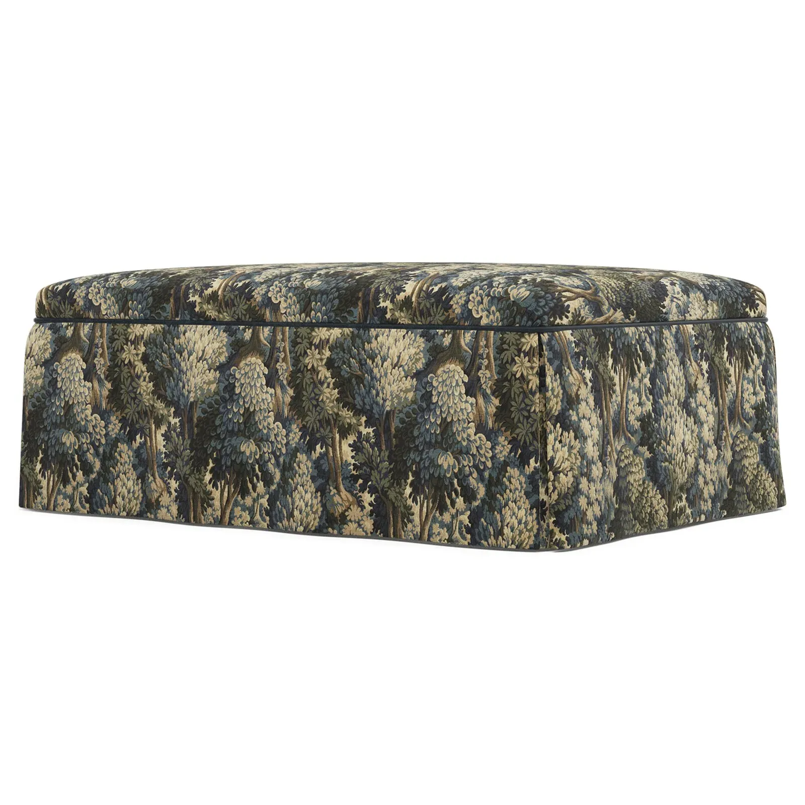 Ariela Weave Skirted Rectangular Ottoman - Tapestry Forest