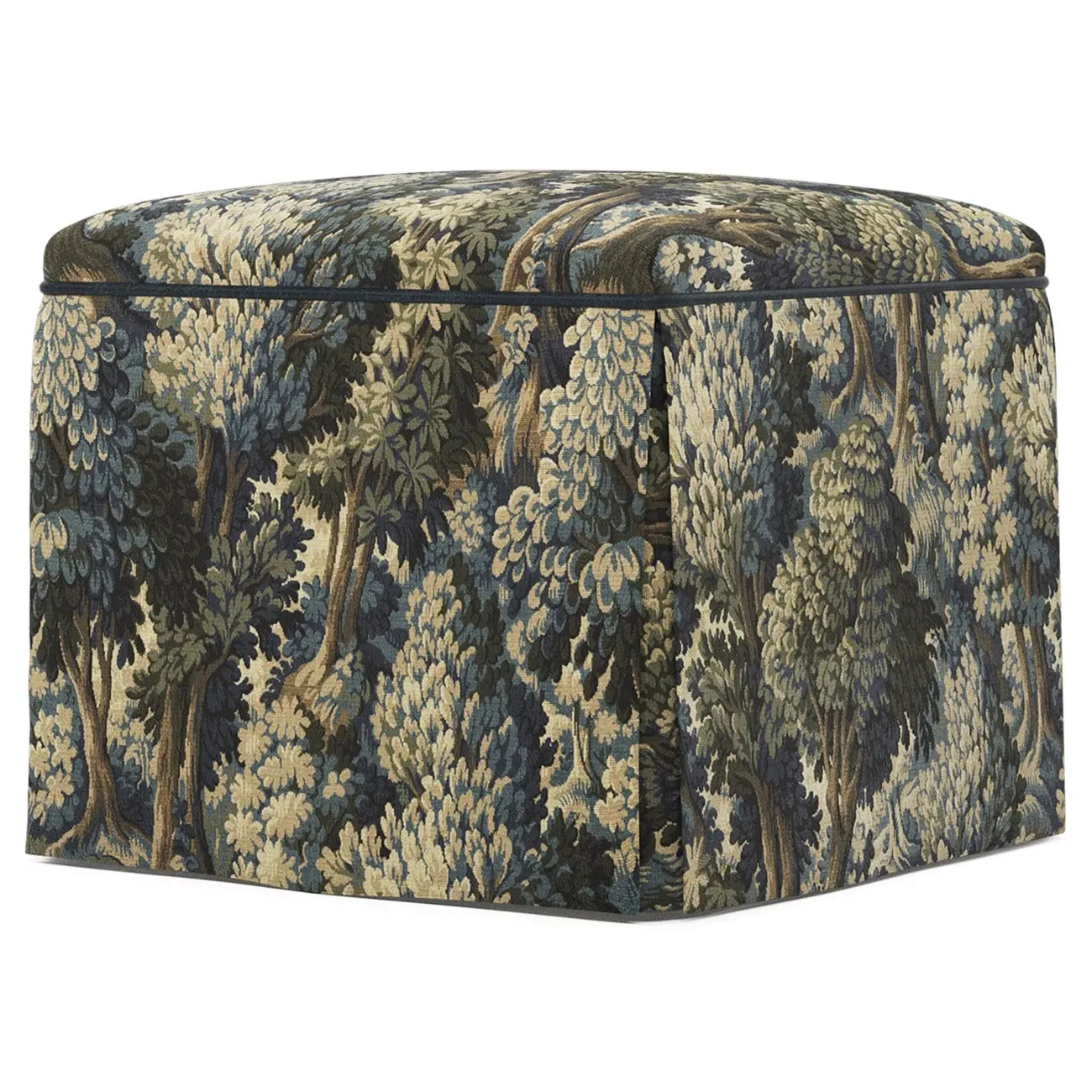 Ariela Weave Skirted Storage Ottoman - Tapestry Forest image