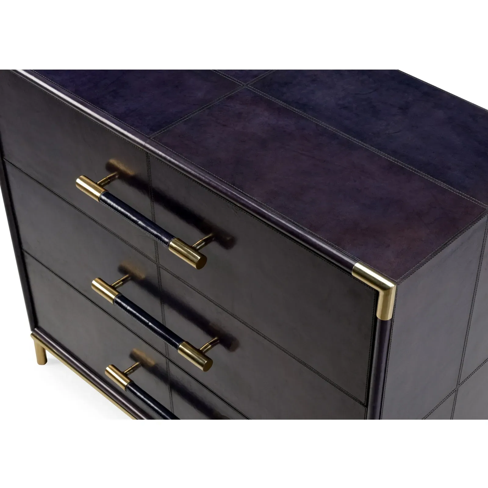 Ariella 3 Drawer Chest Dresser - Blue, Leather