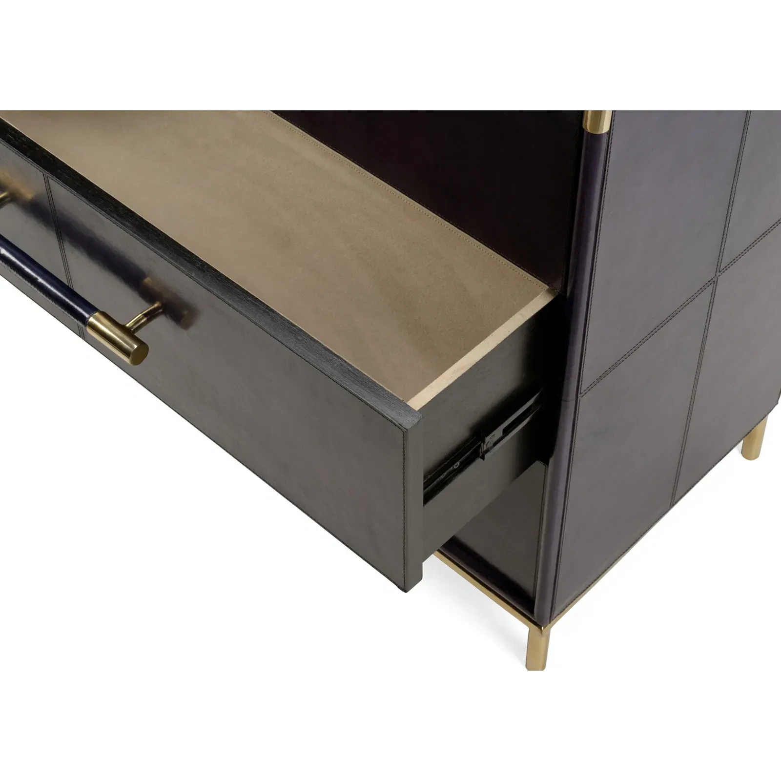 Ariella 3 Drawer Chest Dresser - Blue, Leather