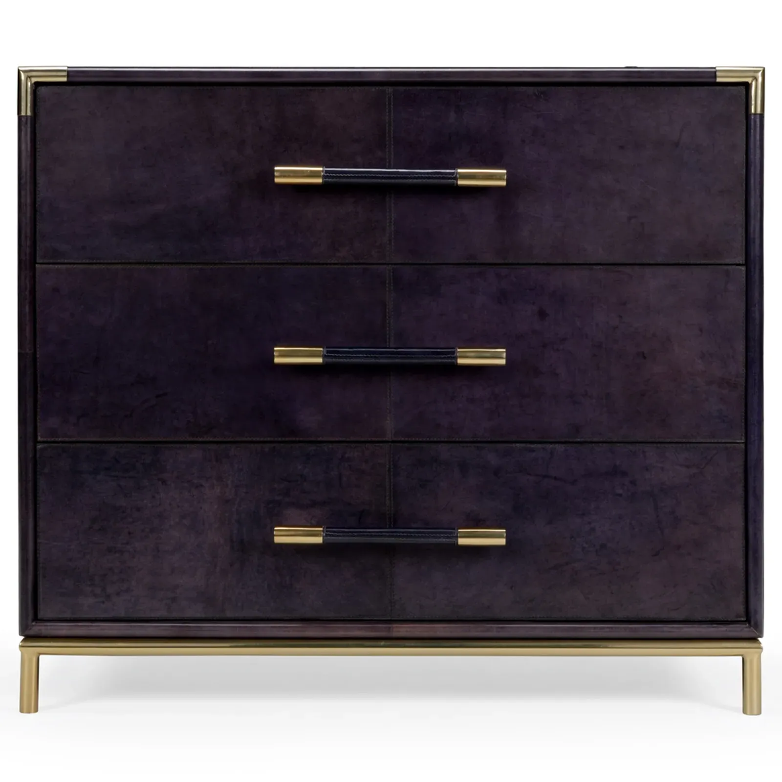 Ariella 3 Drawer Chest Dresser - Blue, Leather image