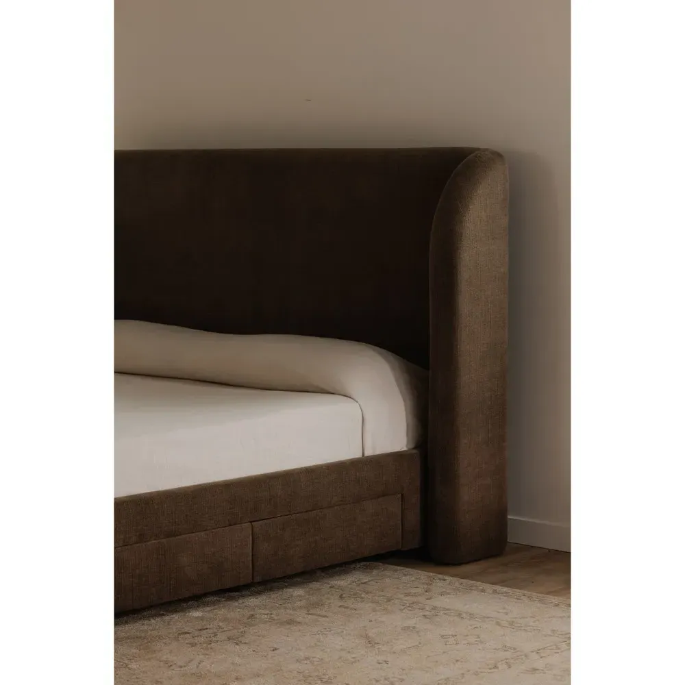 Arielle King Size Storage Wingback Bed - Brown