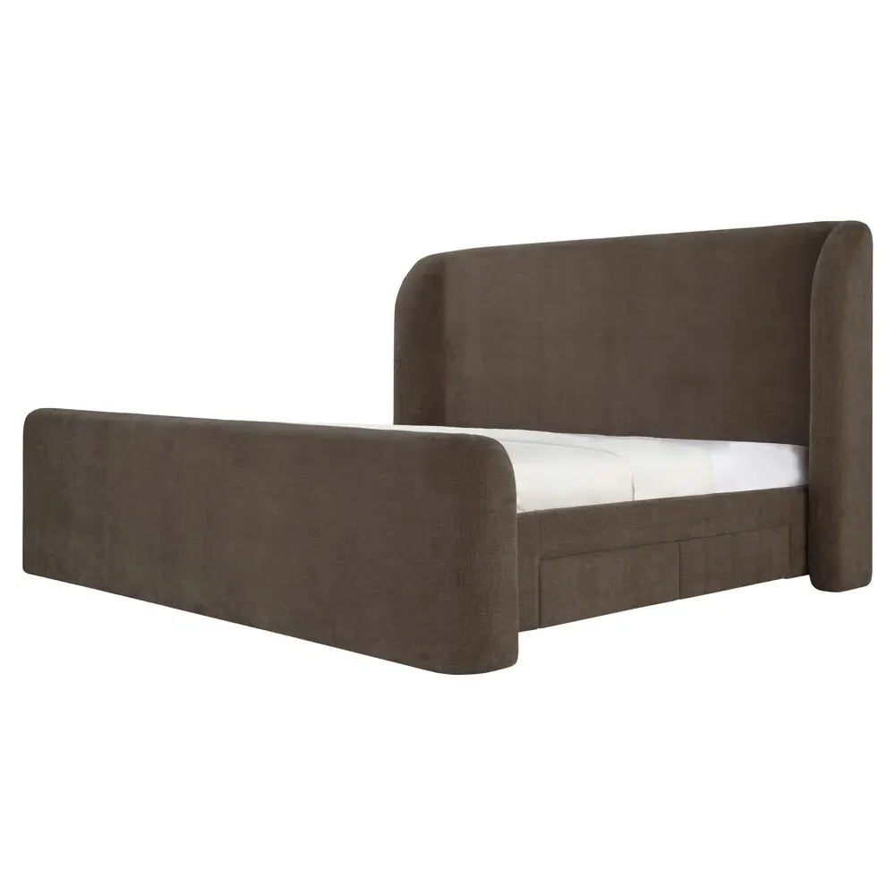 Arielle Queen Size Storage Wingback Bed - Brown image