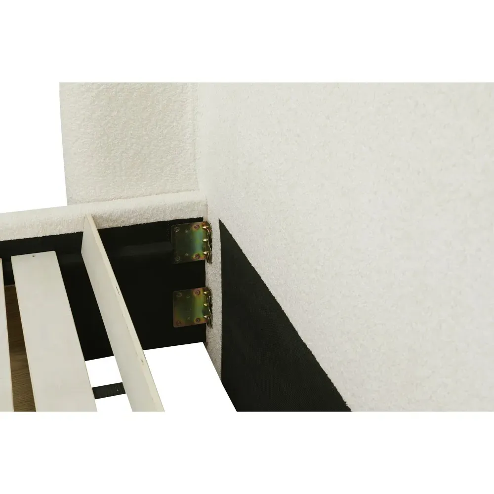 Arielle Queen Size Storage Wingback Bed - Cream