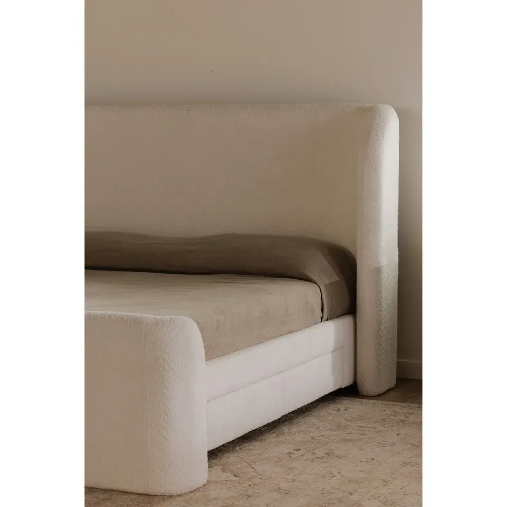 Arielle Queen Size Storage Wingback Bed - Cream