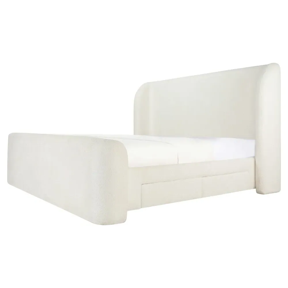 Arielle Queen Size Storage Wingback Bed - Cream image