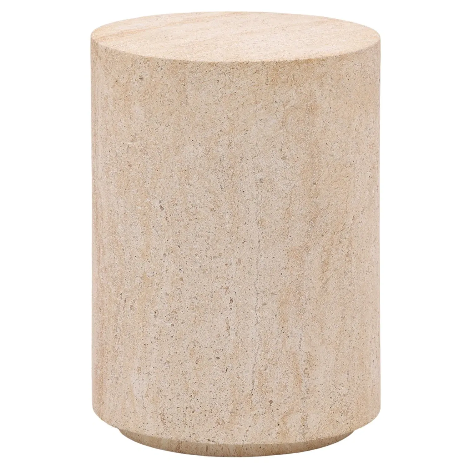 Arieth Round Drum Outdoor End Table - Beige, Concrete