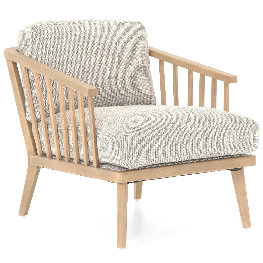 Aris Upholstered Arm Chair - Grey, Parawood