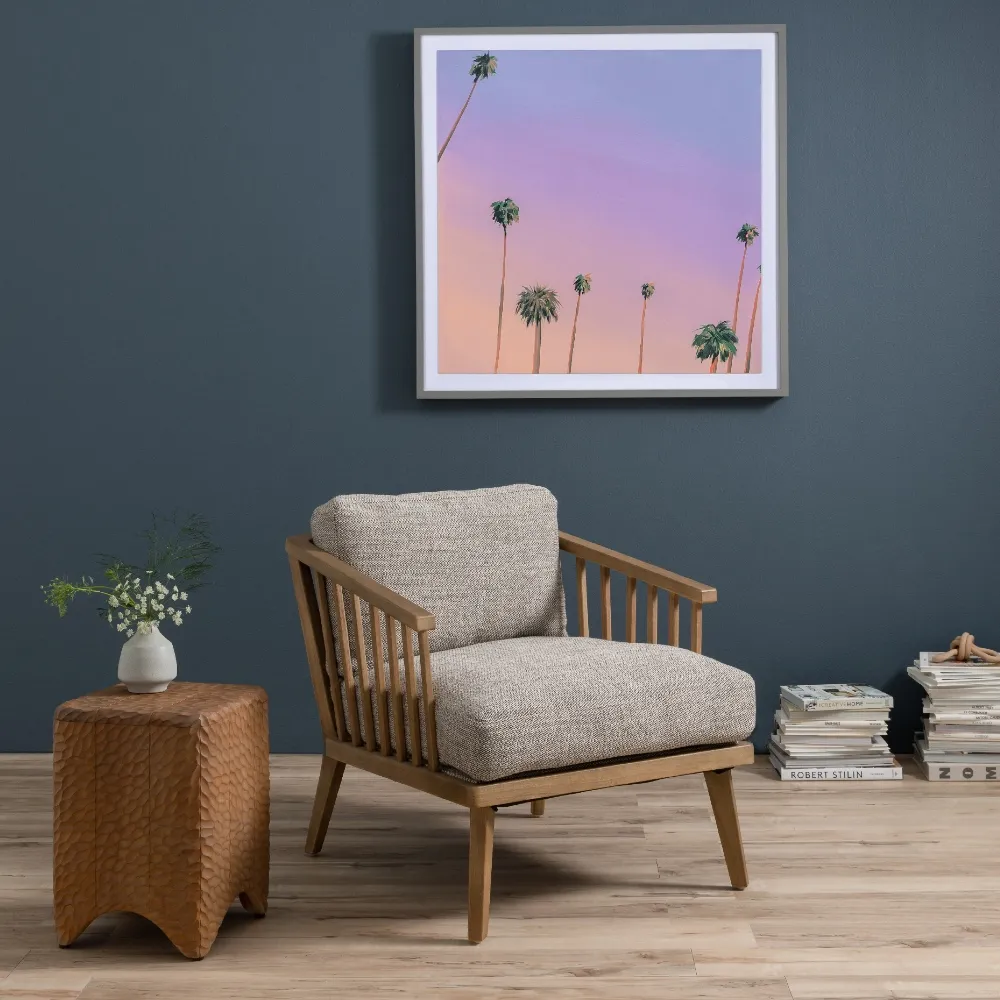 Aris Upholstered Arm Chair - Grey, Parawood