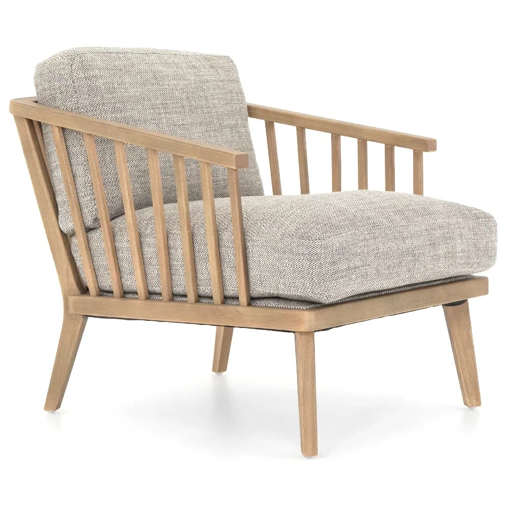 Aris Upholstered Arm Chair - Grey, Parawood