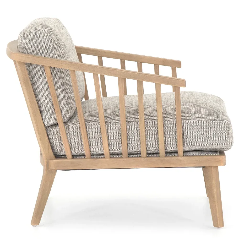 Aris Upholstered Arm Chair - Grey, Parawood