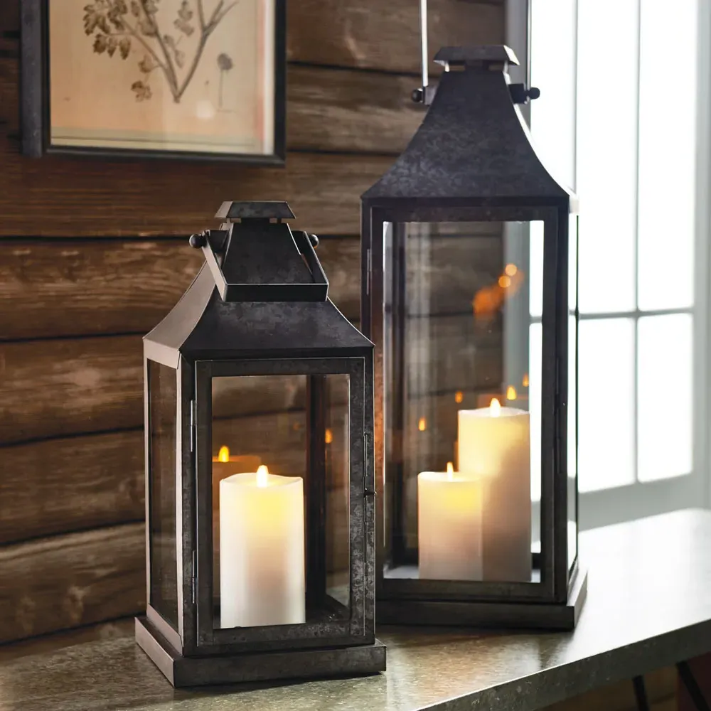 Arlene Large Lantern Candleholder - Black, Metal