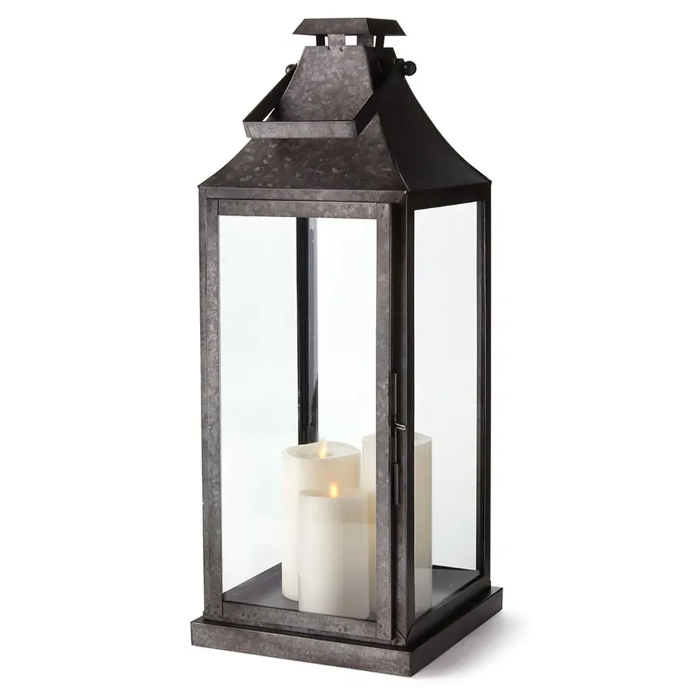Arlene Large Lantern Candleholder - Black, Metal