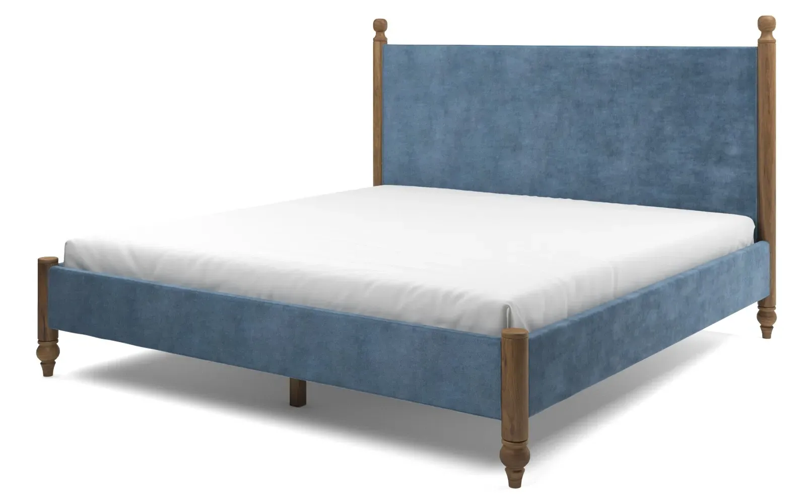 Arlette Cal King Bed Frame - Blue Dusk, Velvet