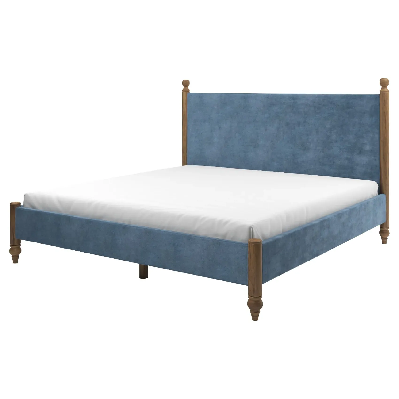 Arlette Cal King Bed Frame - Blue Dusk, Velvet