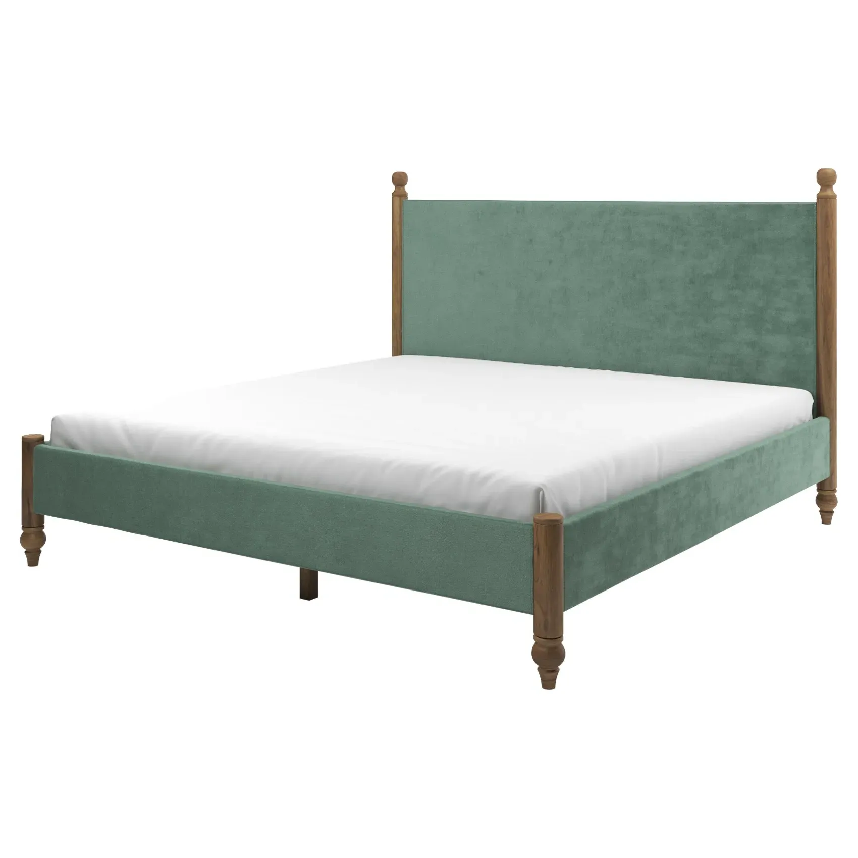 Arlette Cal King Bed Frame - Stone Pine, Velvet