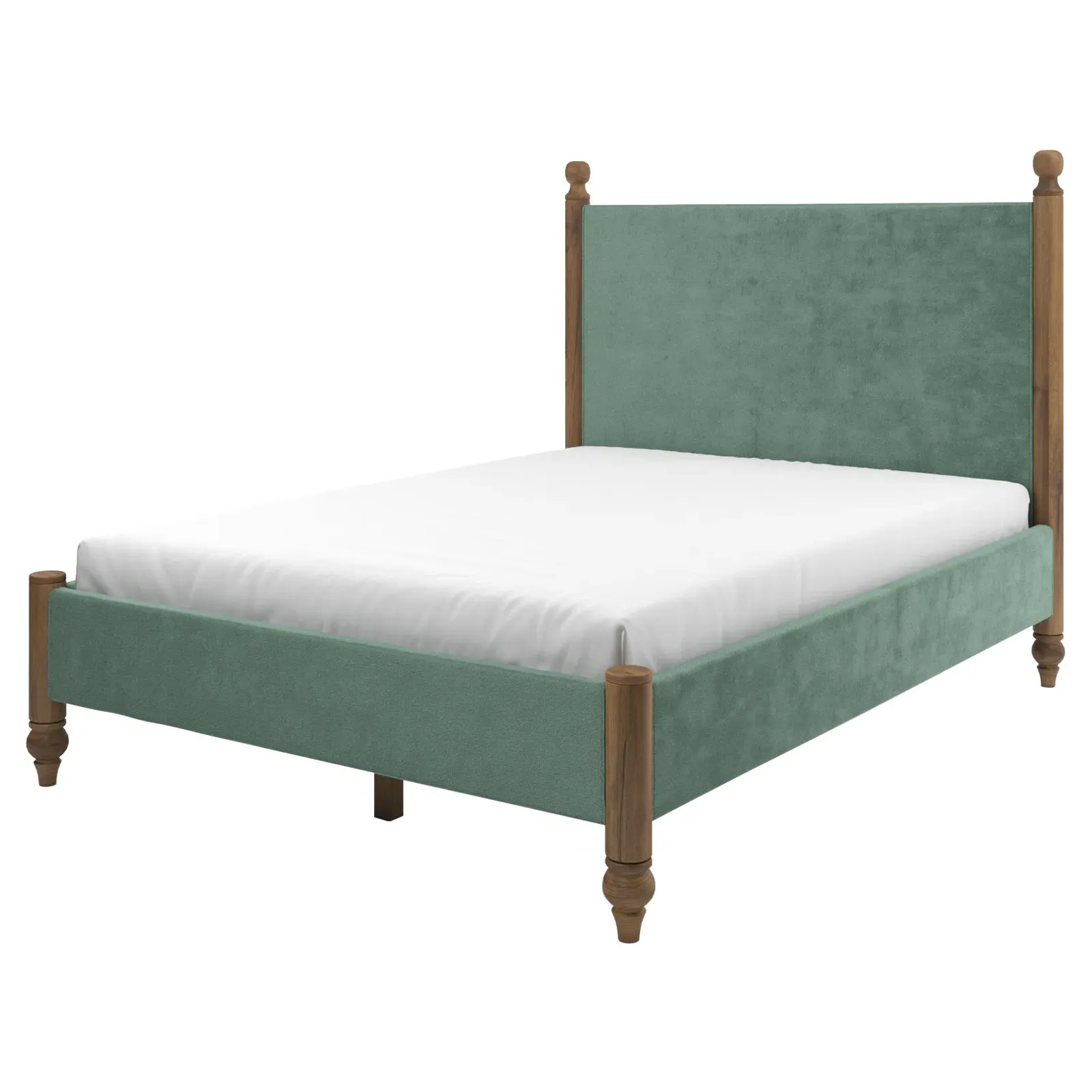 Arlette Full Bed Frame - Stone Pine, Velvet