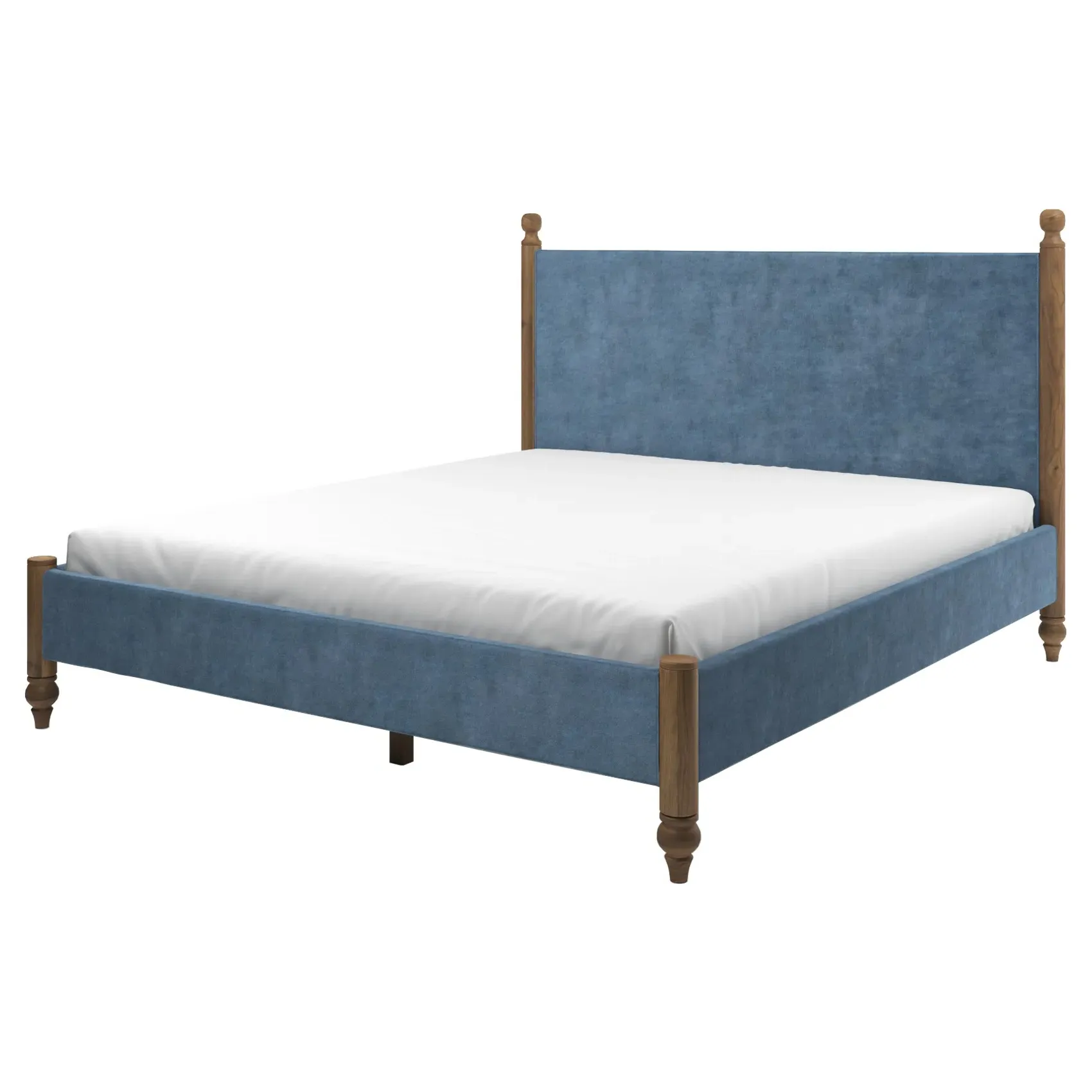 Arlette King Bed Frame - Blue Dusk, Velvet