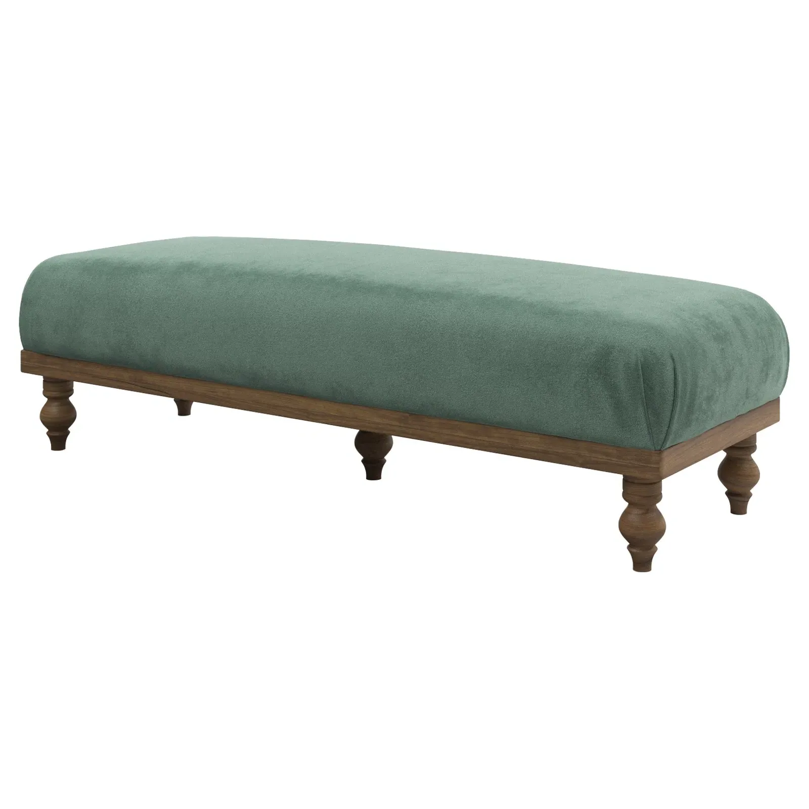 Arlette Performance Velvet Bench - Stone Pine