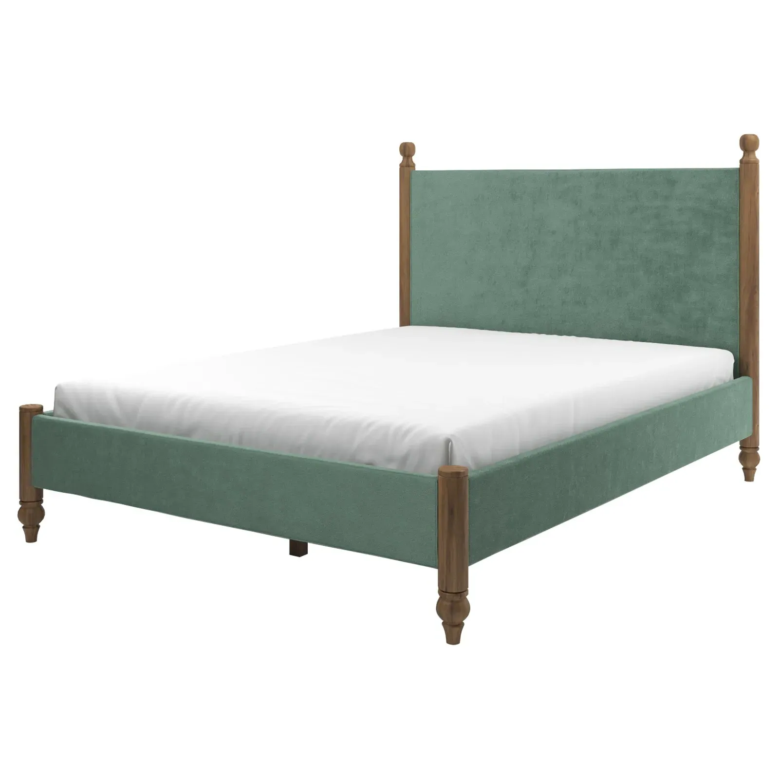 Arlette Queen Bed Frame - Stone Pine, Velvet