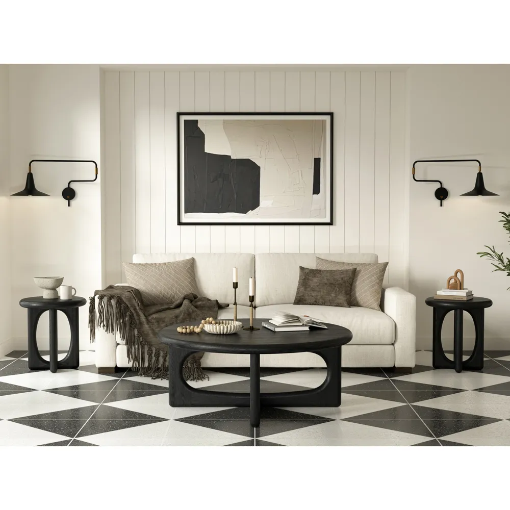 Arley Round Coffee Table - Black, Oak