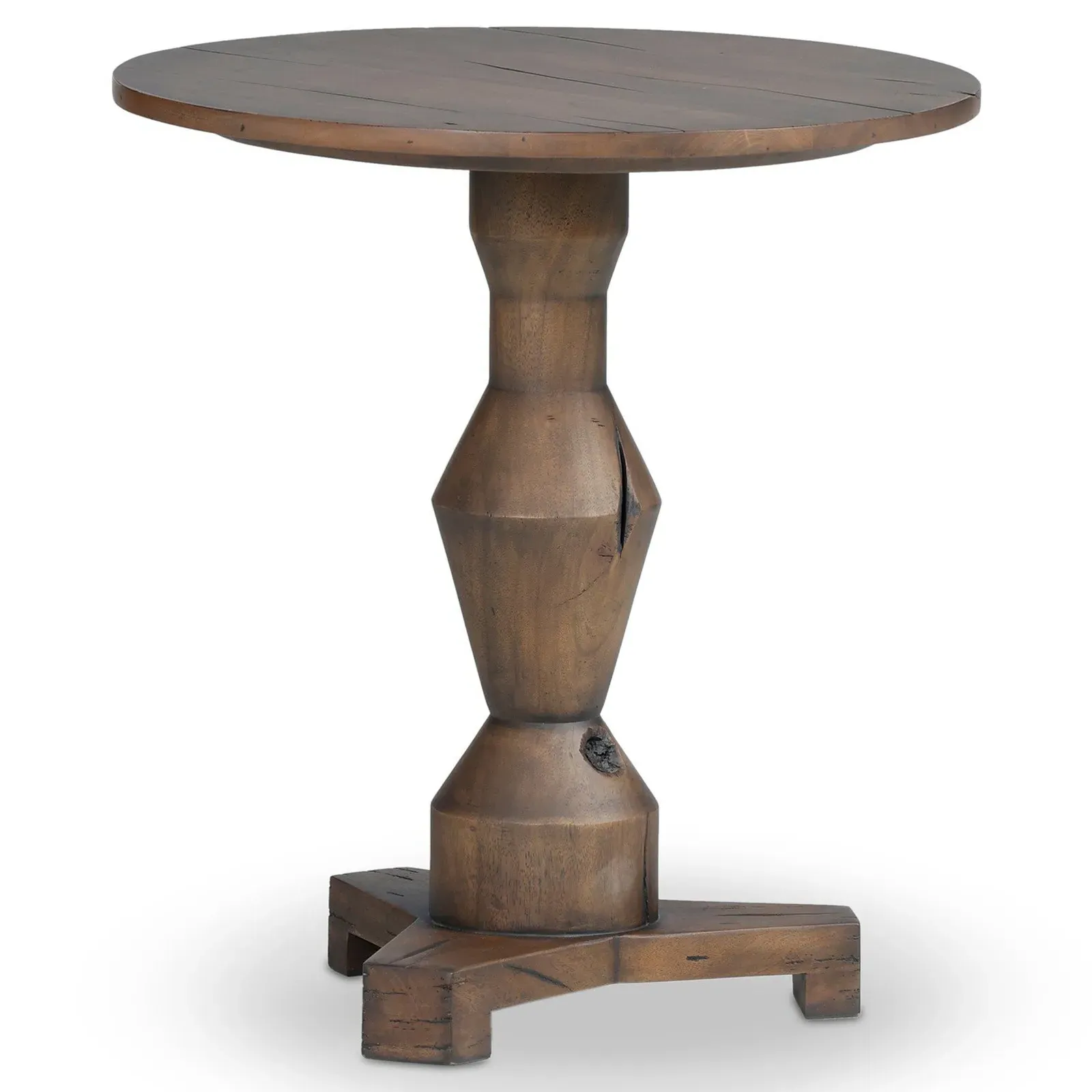 Arlo Round Pedestal End Table - Brown, Reclaimed Wood