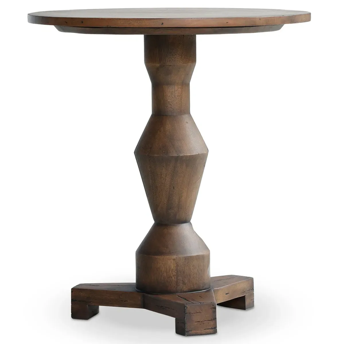 Arlo Round Pedestal End Table - Brown, Reclaimed Wood