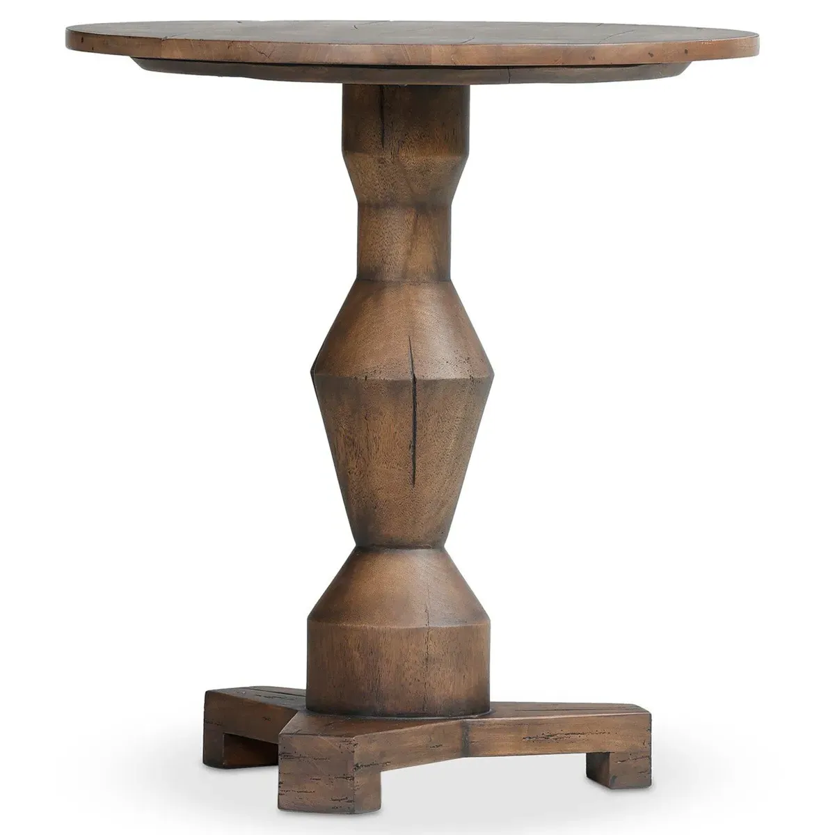 Arlo Round Pedestal End Table - Brown, Reclaimed Wood