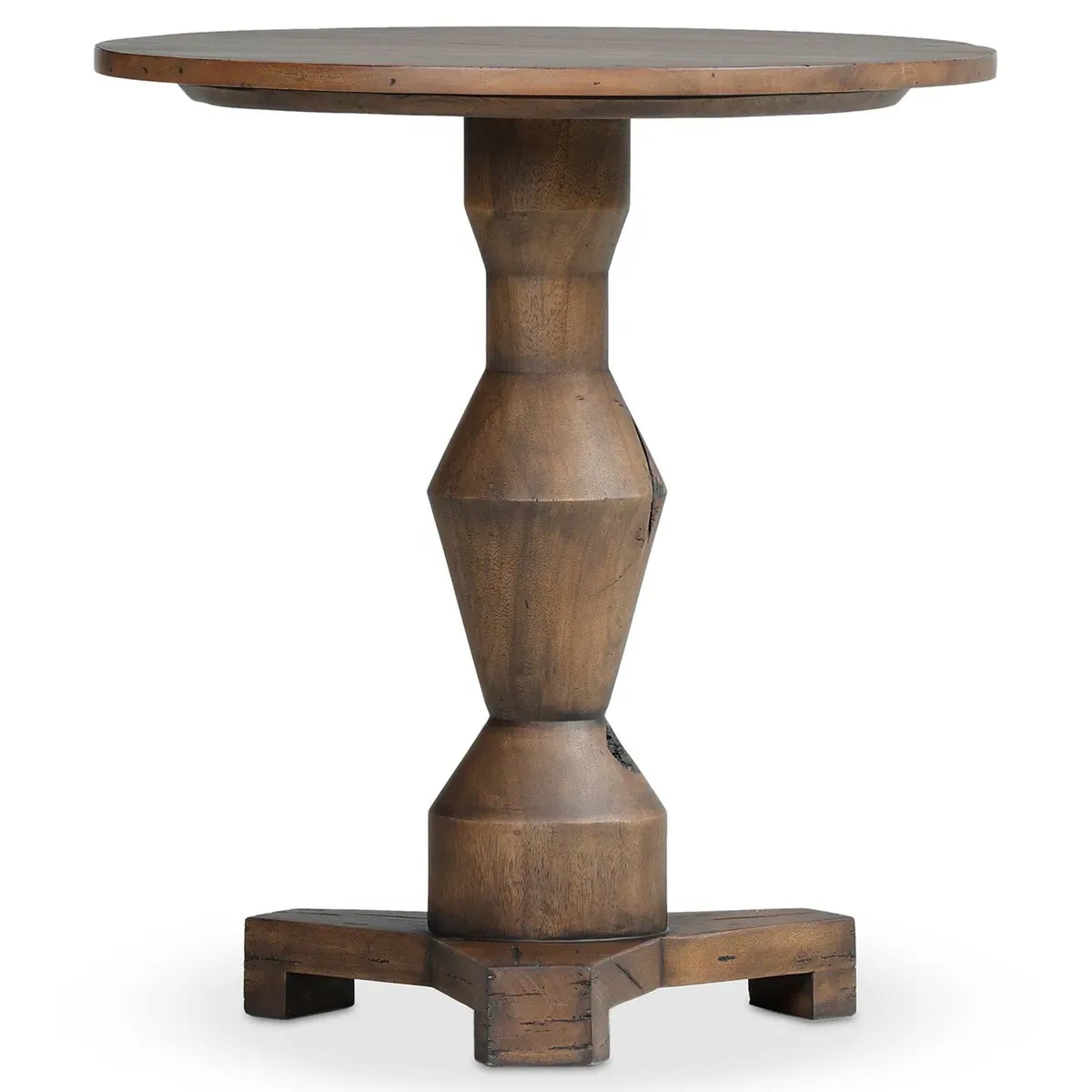 Arlo Round Pedestal End Table - Brown, Reclaimed Wood