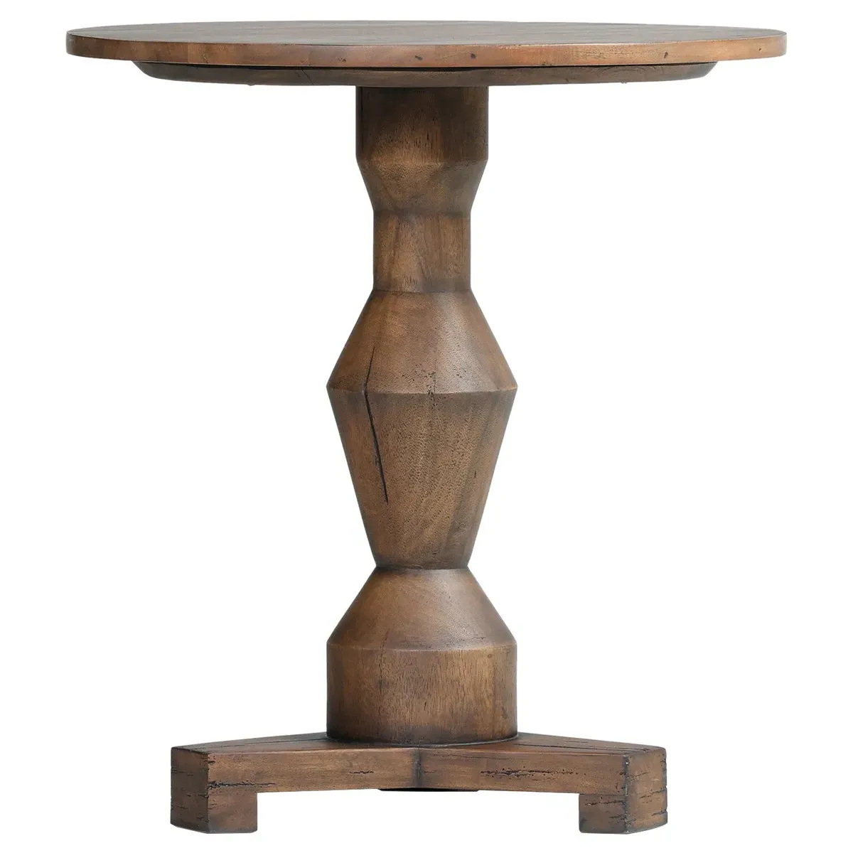 Arlo Round Pedestal End Table - Brown, Reclaimed Wood image