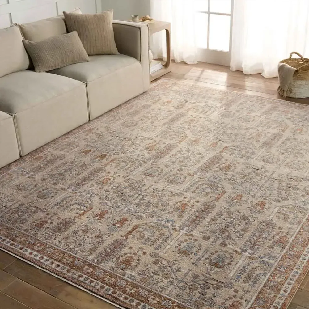 Armani Global Bazaar Floral Patterned Runner Rug - Slate Grey