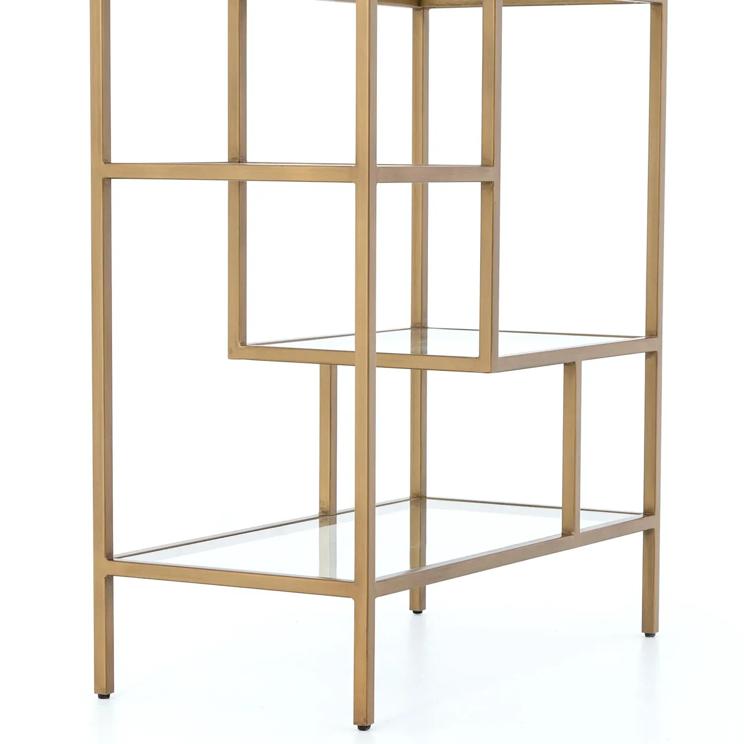 Arnaz Bookcase - Antique Brass, Iron Glass