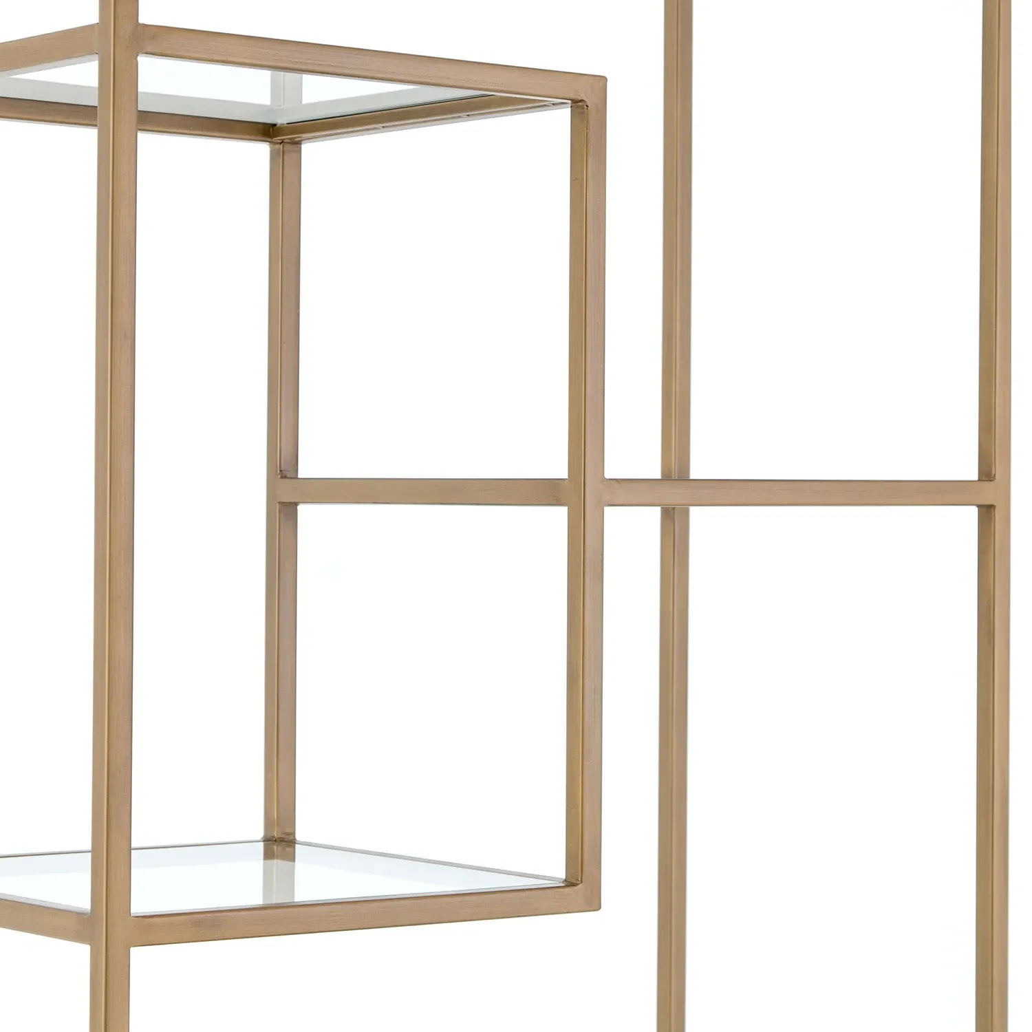 Arnaz Bookcase - Antique Brass, Iron Glass