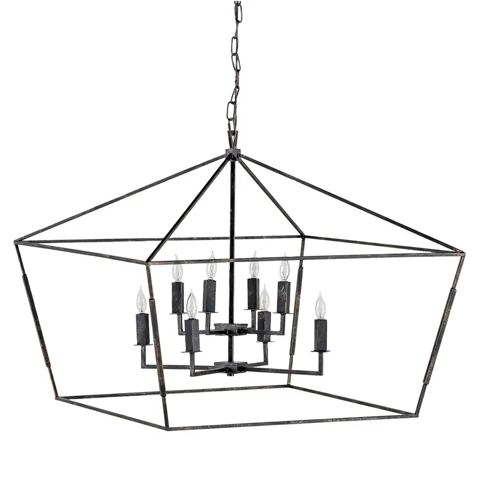 Arnold Lantern Style Chandelier - Antique Bronze, Iron