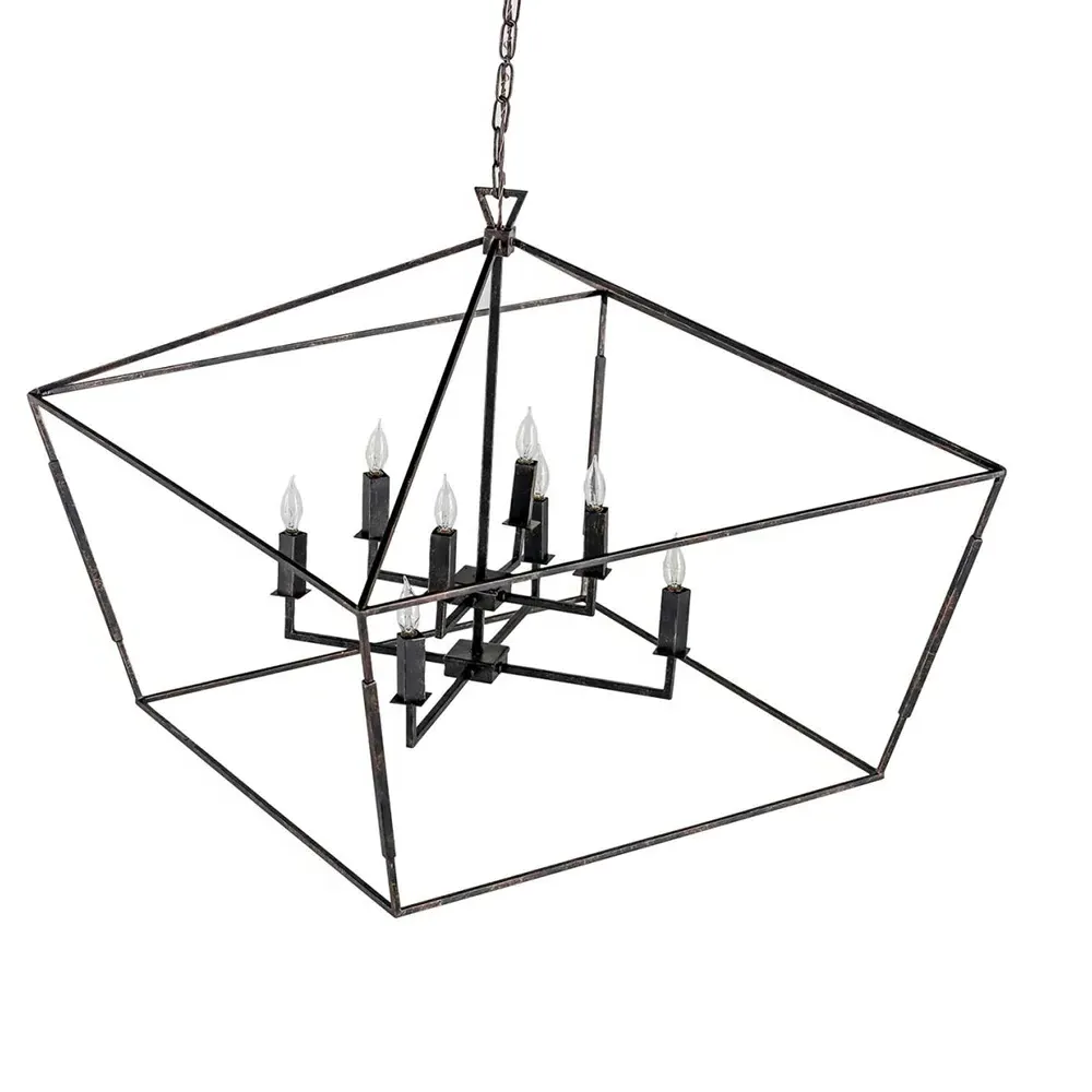 Arnold Lantern Style Chandelier - Antique Bronze, Iron