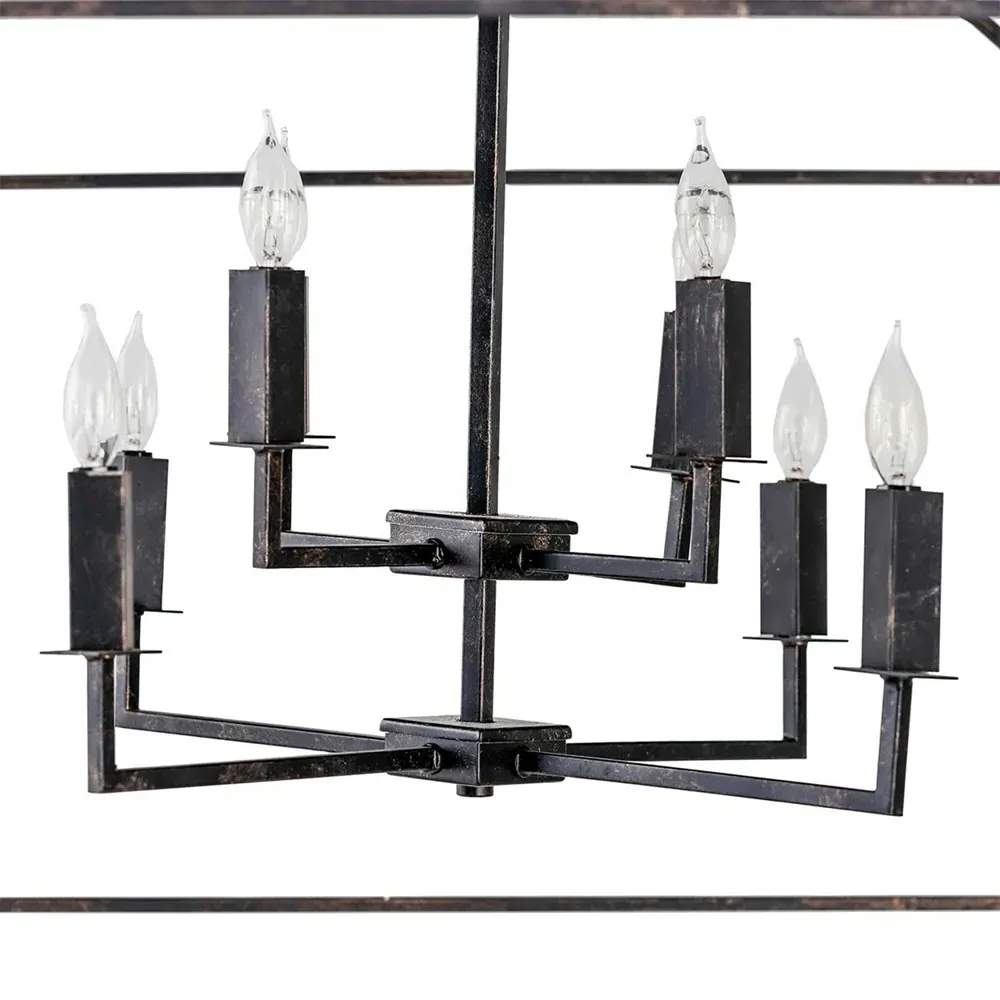 Arnold Lantern Style Chandelier - Antique Bronze, Iron