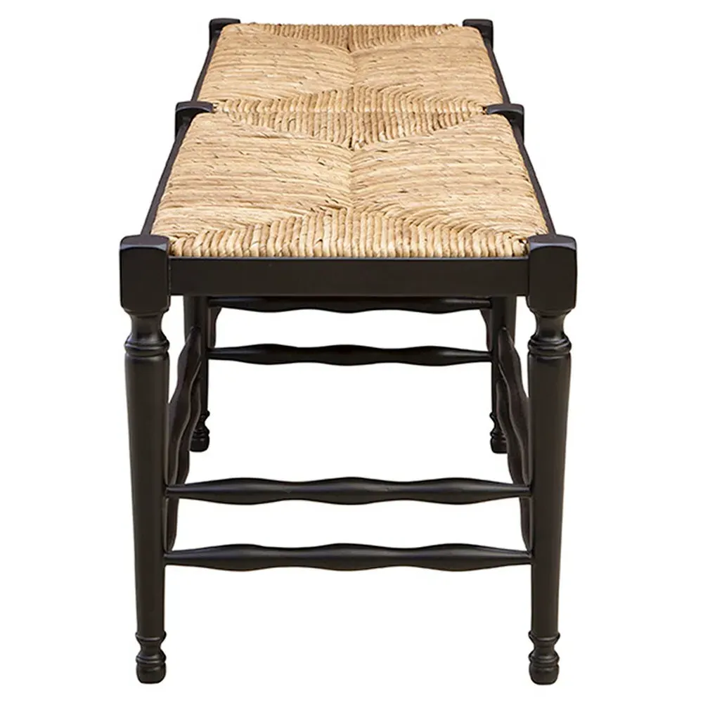 Arnold Woven Dining Bench - Black, Mahogany