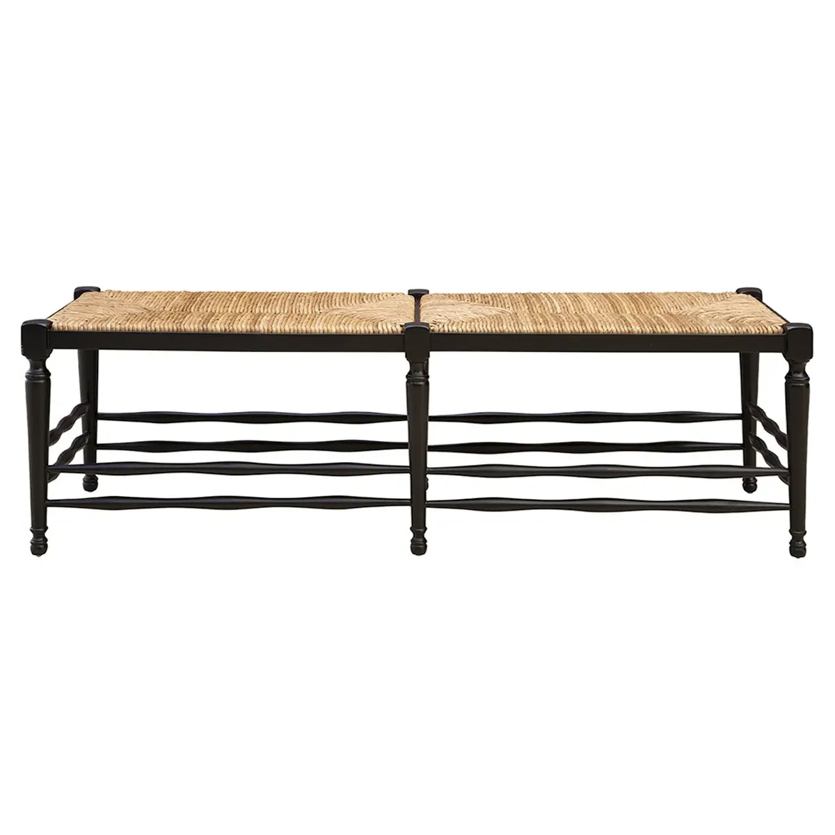 Arnold Woven Dining Bench - Black, Mahogany image