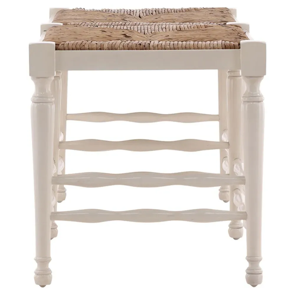 Arnold Woven Dining Bench - Cream, Mahogany