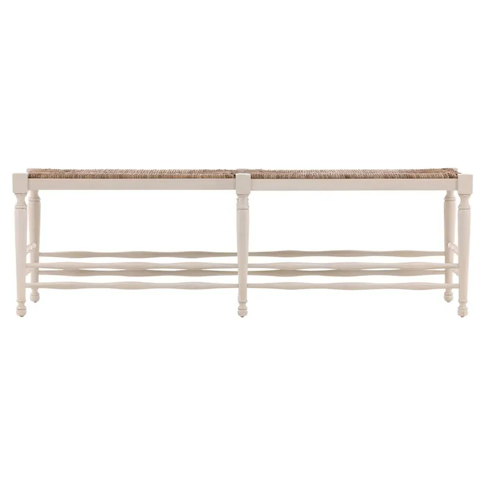 Arnold Woven Dining Bench - Cream, Mahogany
